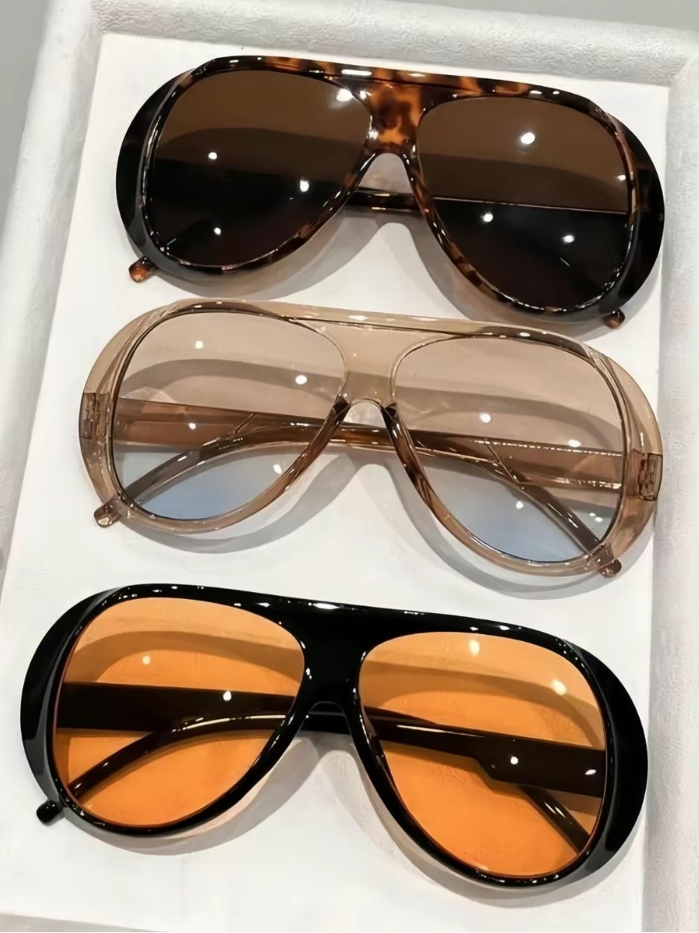 Women's Aviator Sunglasses - 3 pairs in Dark Tortoise, Clear Brown & Black w/ UV